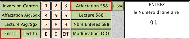 appui sur la touche affectation s88 et enr iti