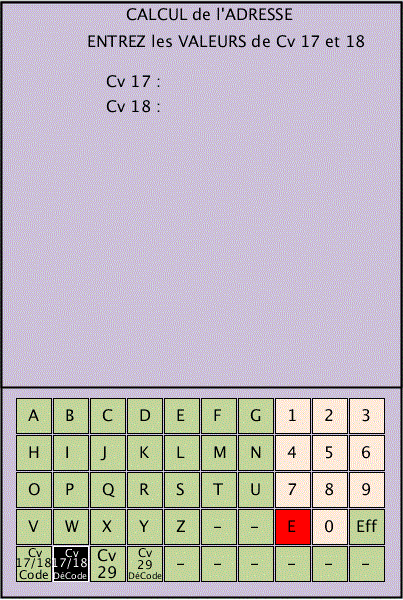 Appui sur la touche Cv 17/18 DéCode
