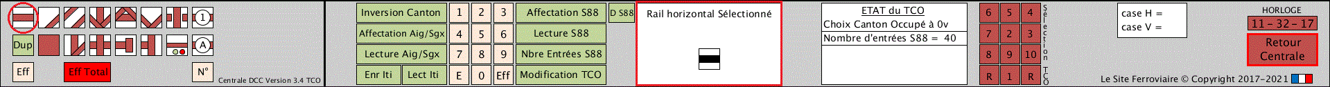 selection du rail droit horizontal