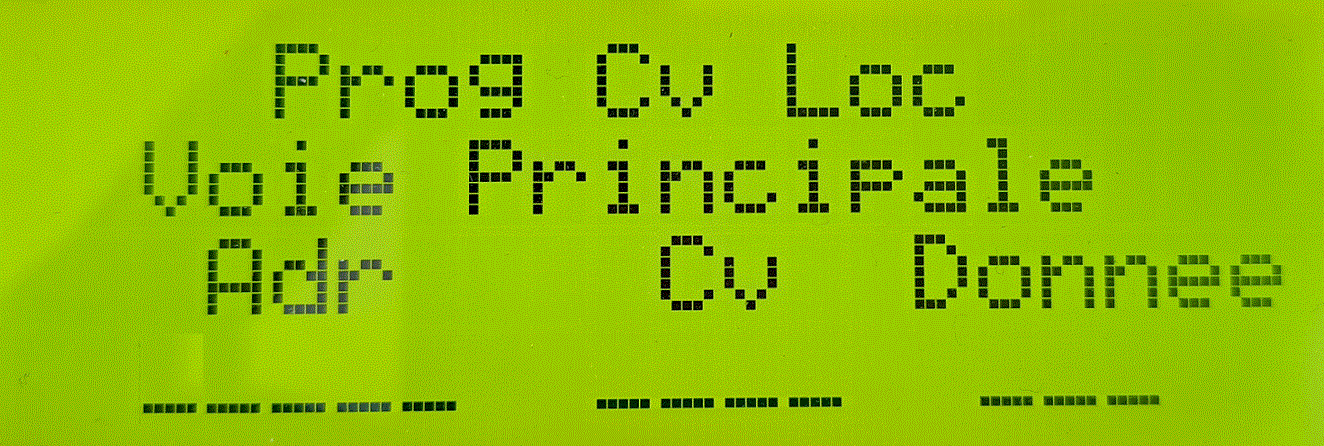 Affichage programmation CV locomotive, voie de principale
