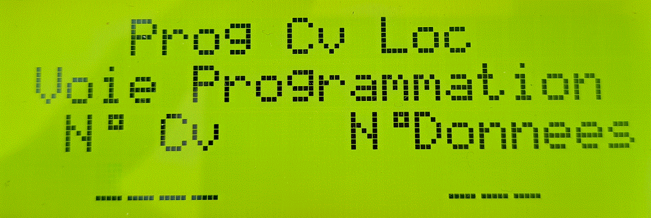 Affichage programmation CV locomotive, voie de programmation