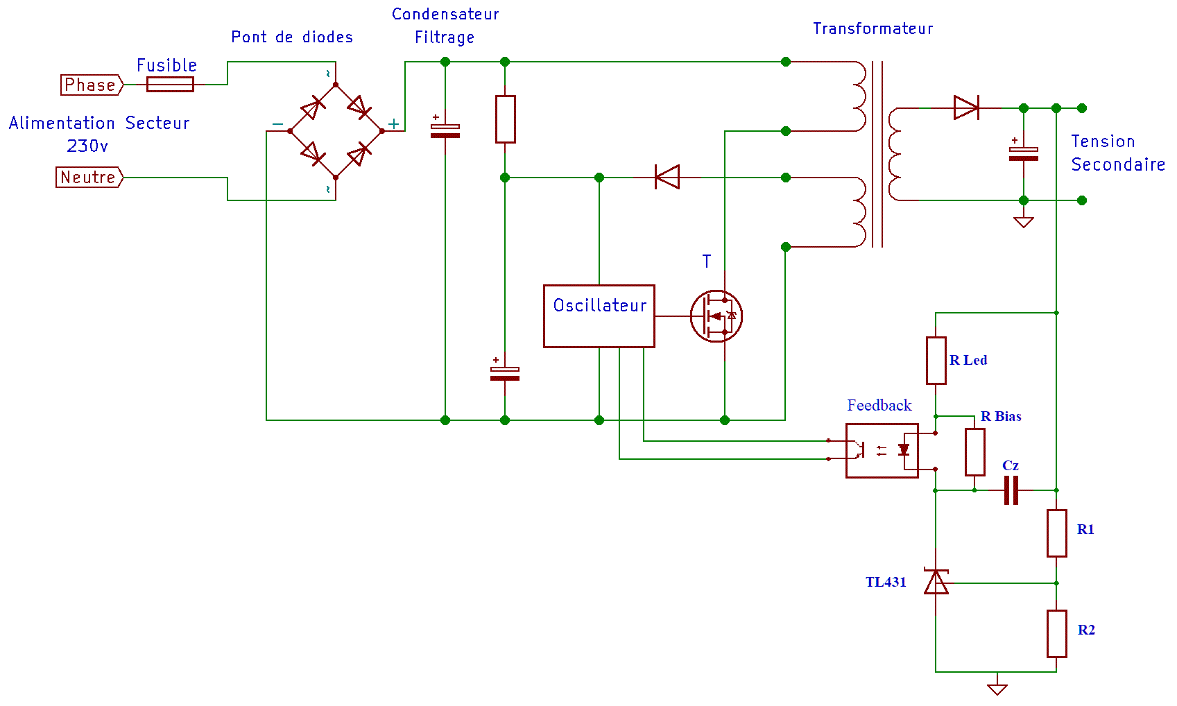 Utilisation du TL431 dans un circuit de feedback