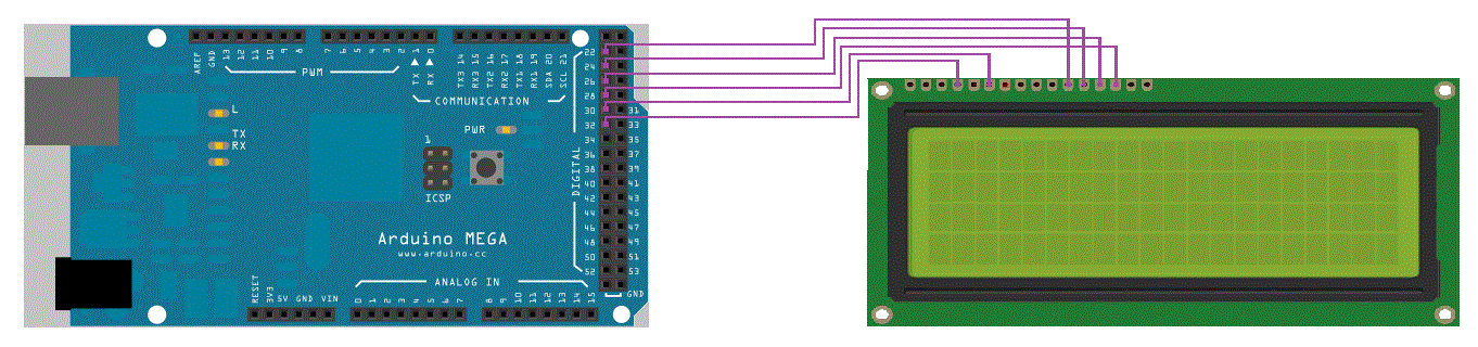 branchement ecran lcd a l'arduino