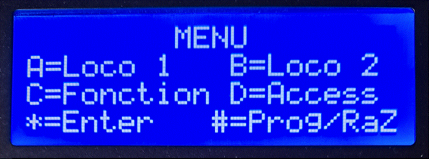 touche # pour acces au menu